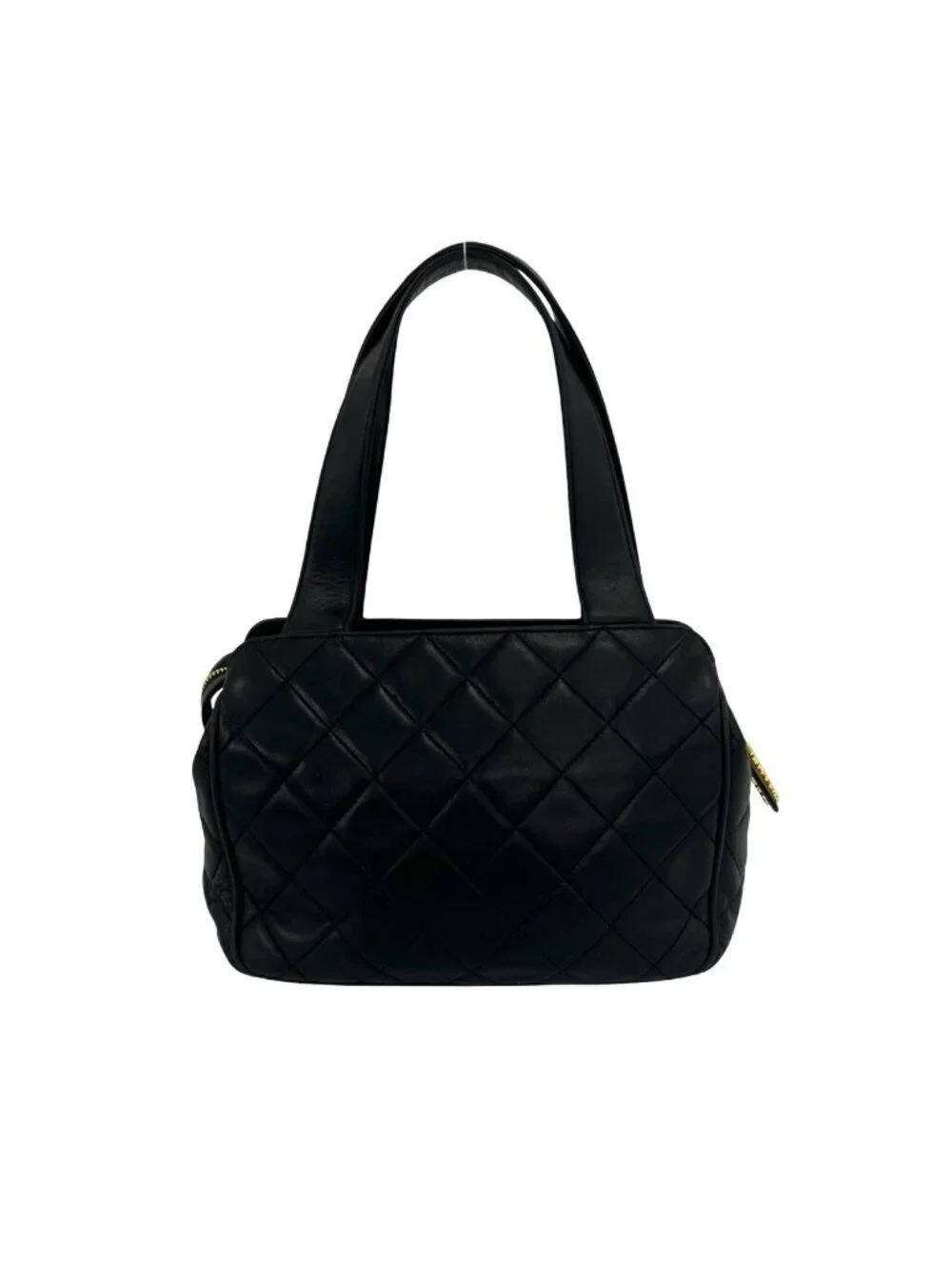 Chanel Vintage Quilted CC Logo Lambskin Leather Handbag Black